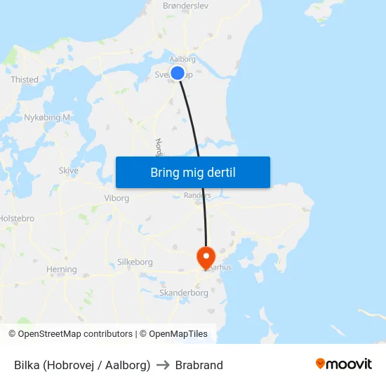Bilka (Hobrovej / Aalborg) to Brabrand map
