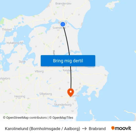 Karolinelund (Bornholmsgade / Aalborg) to Brabrand map
