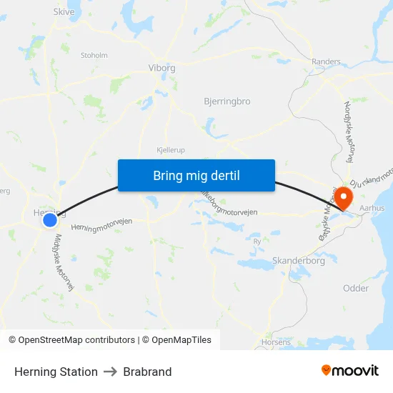 Herning Station to Brabrand map