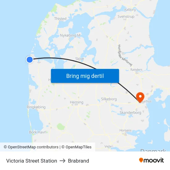 Victoria Street Station to Brabrand map