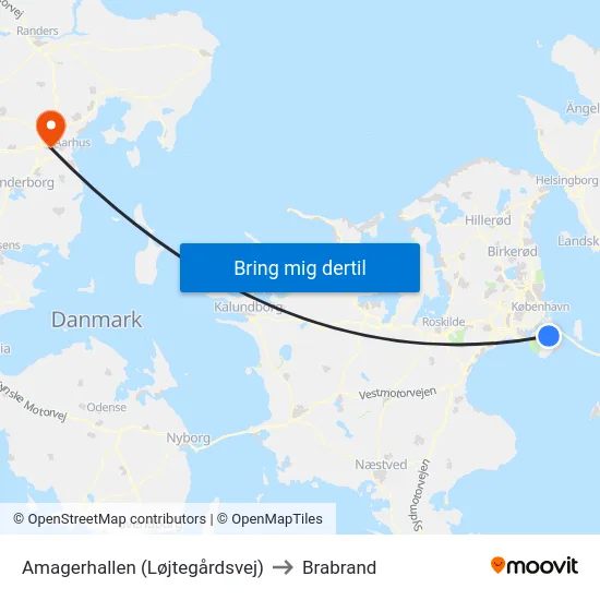 Amagerhallen (Løjtegårdsvej) to Brabrand map