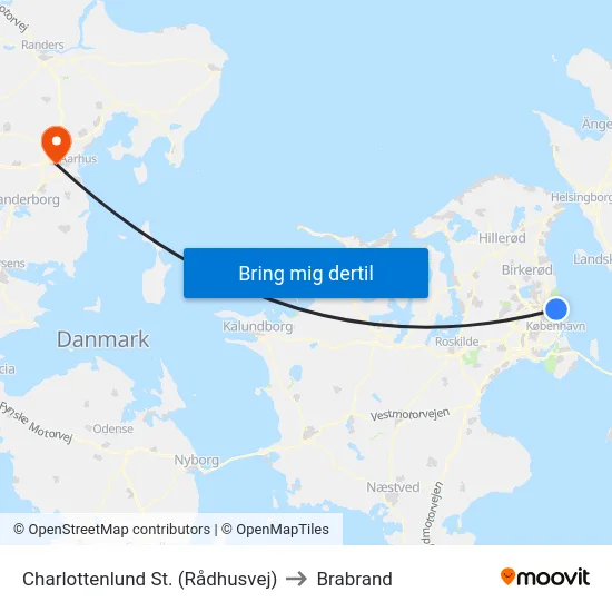 Charlottenlund St. (Rådhusvej) to Brabrand map
