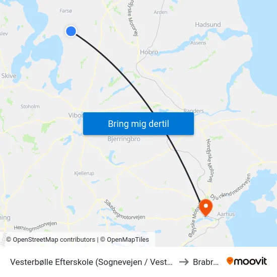 Vesterbølle Efterskole (Sognevejen / Vesthimmerl) to Brabrand map