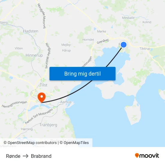 Rønde to Brabrand map