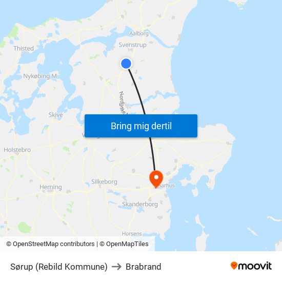 Sørup (Rebild Kommune) to Brabrand map