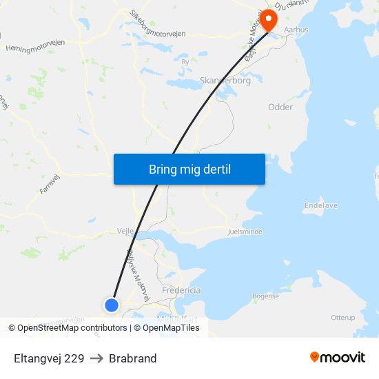 Eltangvej 229 to Brabrand map