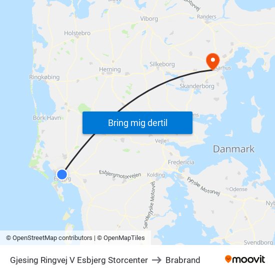 Gjesing Ringvej V Esbjerg Storcenter to Brabrand map