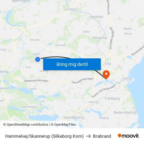Hammelvej/Skannerup (Silkeborg Kom) to Brabrand map