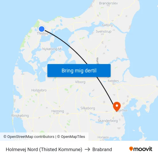 Holmevej Nord (Thisted Kommune) to Brabrand map