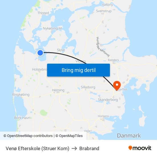 Venø Efterskole (Struer Kom) to Brabrand map