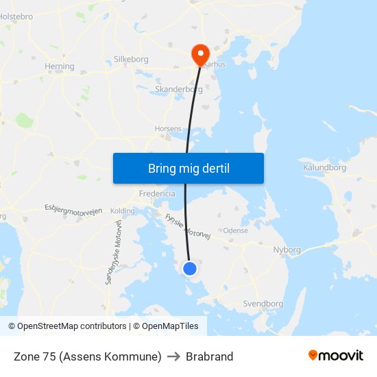 Zone 75 (Assens Kommune) to Brabrand map