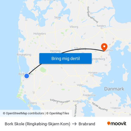 Bork Skole (Ringkøbing-Skjern Kom) to Brabrand map