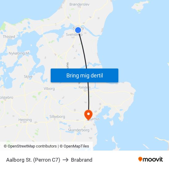 Aalborg St. (Perron C7) to Brabrand map
