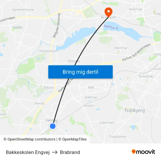 Bakkeskolen Engvej to Brabrand map