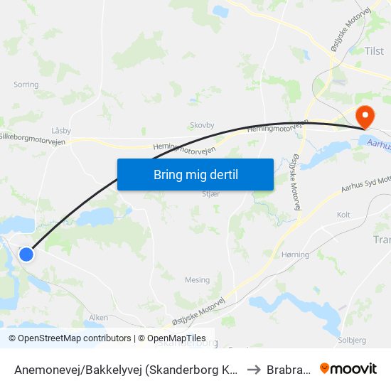 Anemonevej/Bakkelyvej (Skanderborg Kom) to Brabrand map