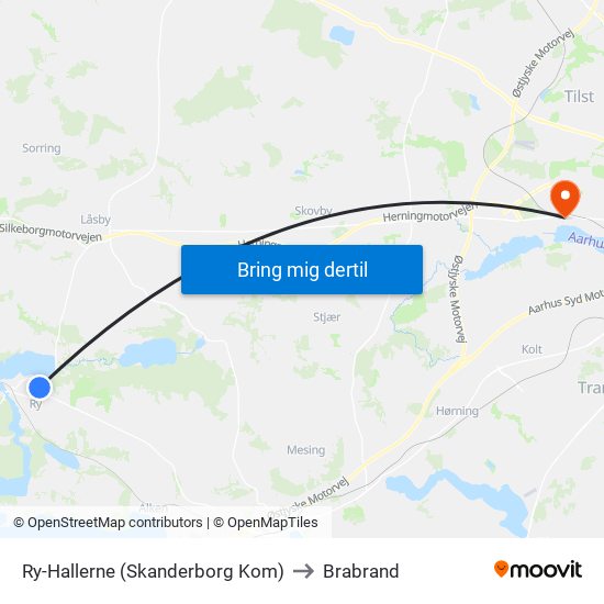 Ry-Hallerne (Skanderborg Kom) to Brabrand map