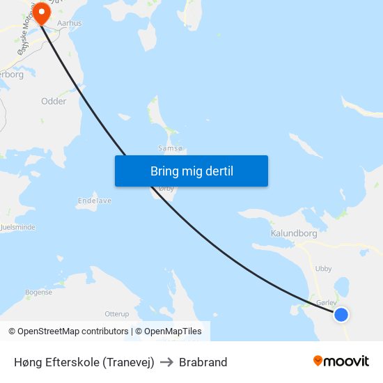 Høng Efterskole (Tranevej) to Brabrand map