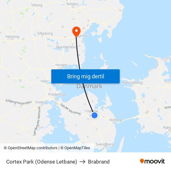 Cortex Park (Odense Letbane) to Brabrand map