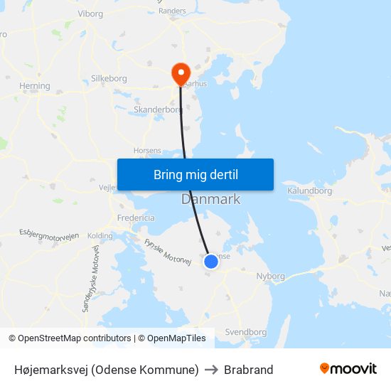 Højemarksvej (Odense Kommune) to Brabrand map