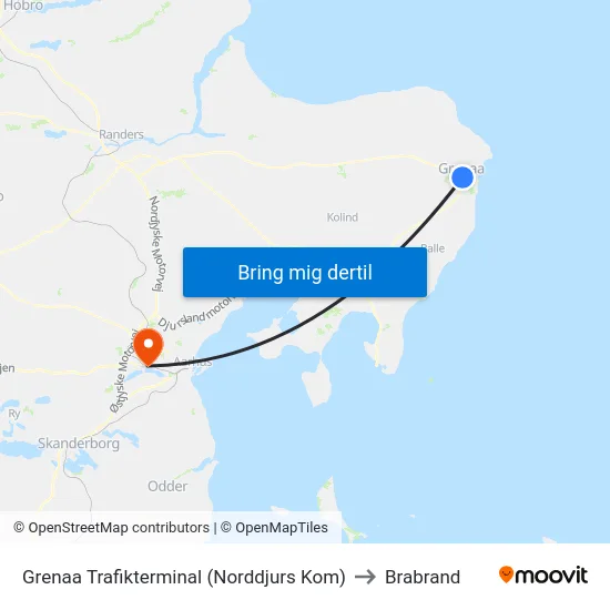 Grenaa Trafikterminal (Norddjurs Kom) to Brabrand map