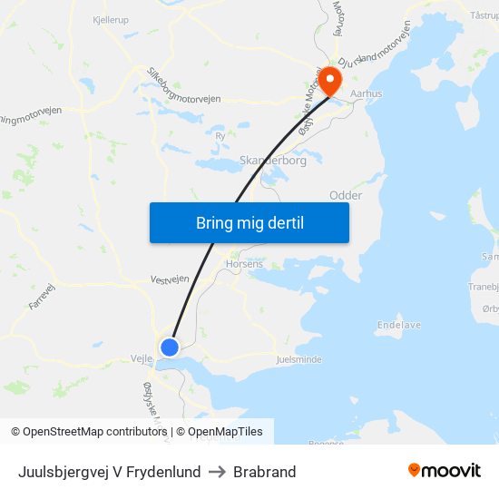 Juulsbjergvej V Frydenlund to Brabrand map