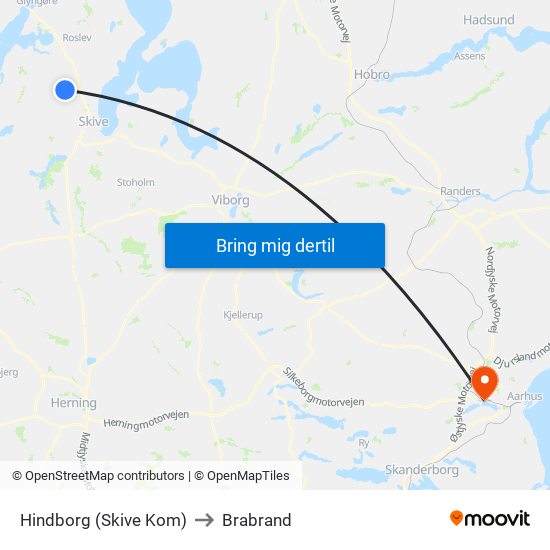 Hindborg (Skive Kom) to Brabrand map
