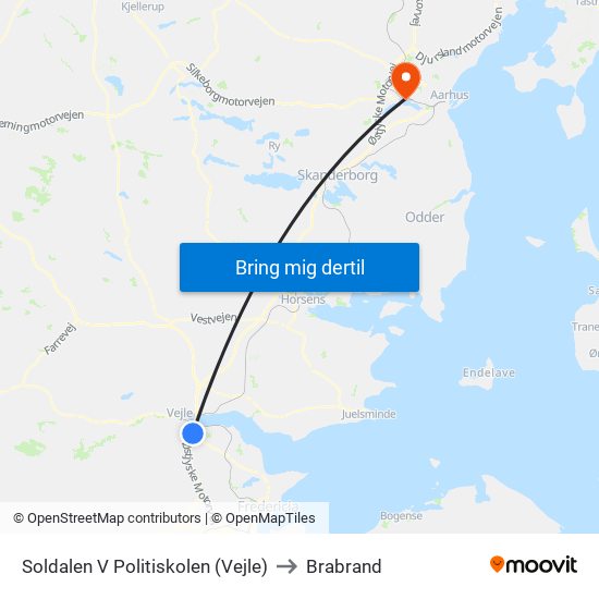 Soldalen V Politiskolen (Vejle) to Brabrand map