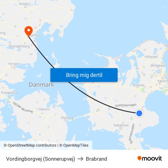 Vordingborgvej (Sonnerupvej) to Brabrand map