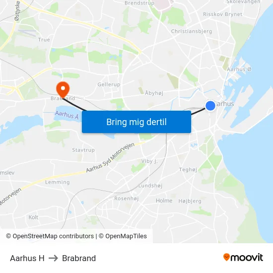 Aarhus H to Brabrand map