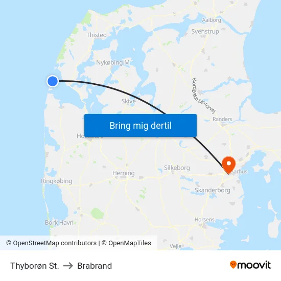 Thyborøn St. to Brabrand map