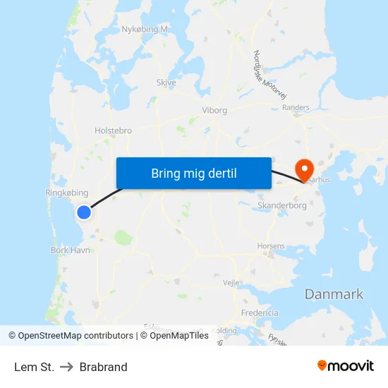 Lem St. to Brabrand map