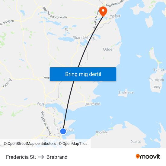 Fredericia St. to Brabrand map