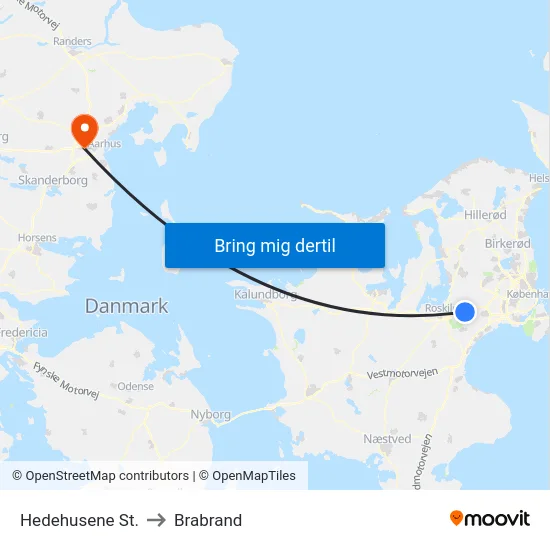 Hedehusene St. to Brabrand map