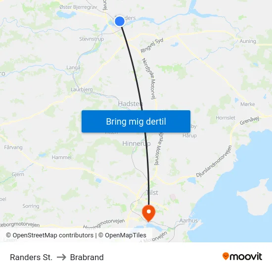 Randers St. to Brabrand map