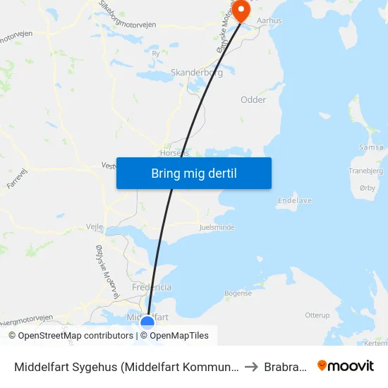 Middelfart Sygehus (Middelfart Kommune) to Brabrand map