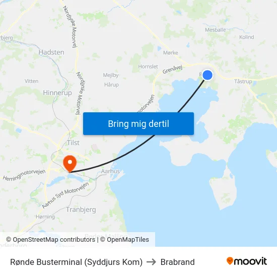 Rønde Busterminal (Syddjurs Kom) to Brabrand map