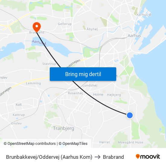 Brunbakkevej/Oddervej (Aarhus Kom) to Brabrand map