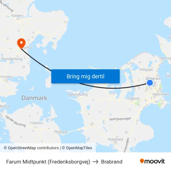 Farum Midtpunkt (Frederiksborgvej) to Brabrand map