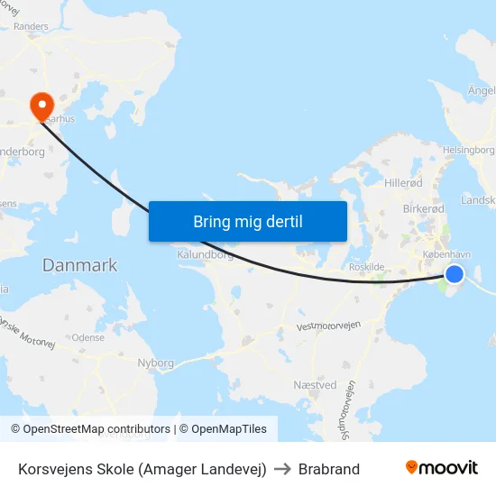 Korsvejens Skole (Amager Landevej) to Brabrand map