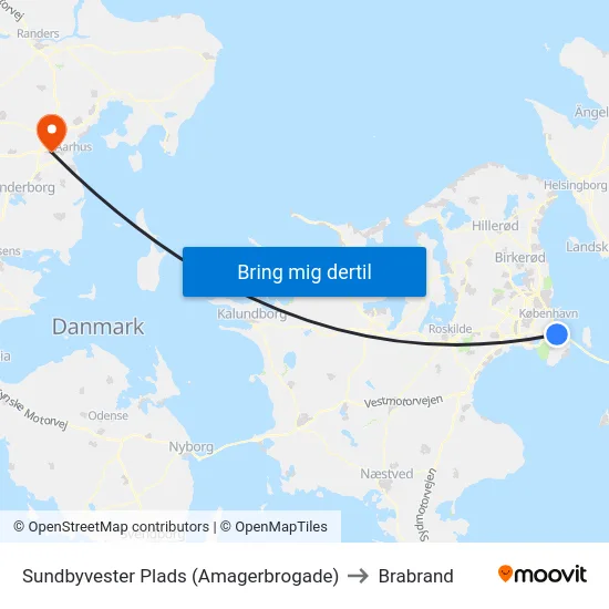 Sundbyvester Plads (Amagerbrogade) to Brabrand map