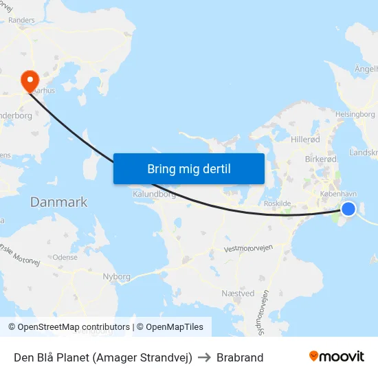 Den Blå Planet (Amager Strandvej) to Brabrand map