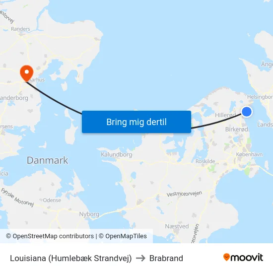 Louisiana (Humlebæk Strandvej) to Brabrand map