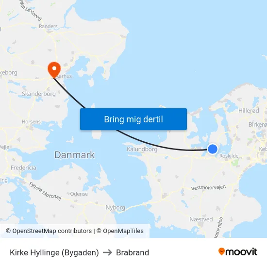 Kirke Hyllinge (Bygaden) to Brabrand map