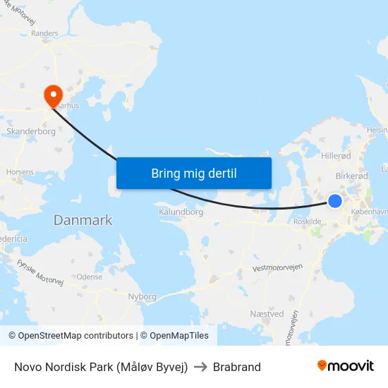 Novo Nordisk Park (Måløv Byvej) to Brabrand map