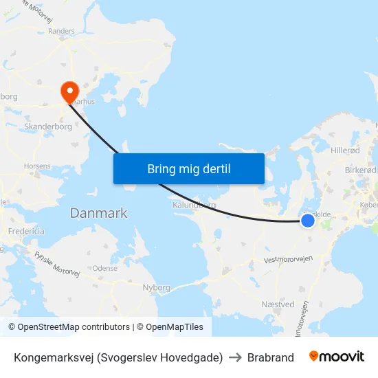 Kongemarksvej (Svogerslev Hovedgade) to Brabrand map