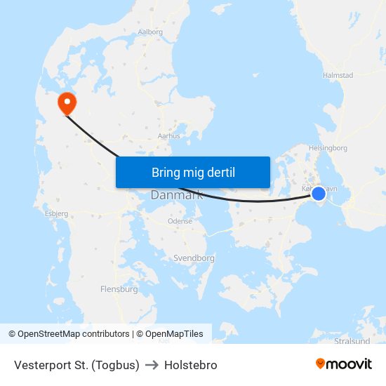 Vesterport St. (Togbus) to Holstebro map