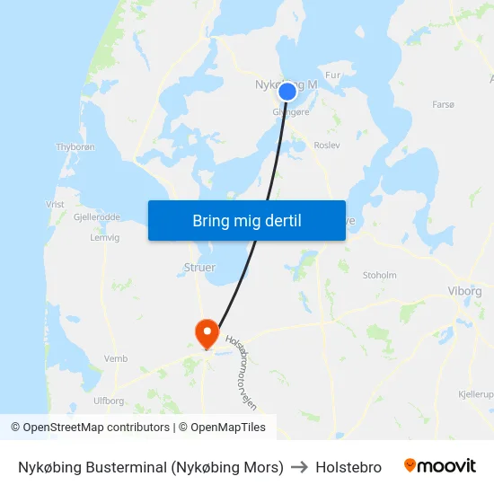 Nykøbing Busterminal (Nykøbing Mors) to Holstebro map
