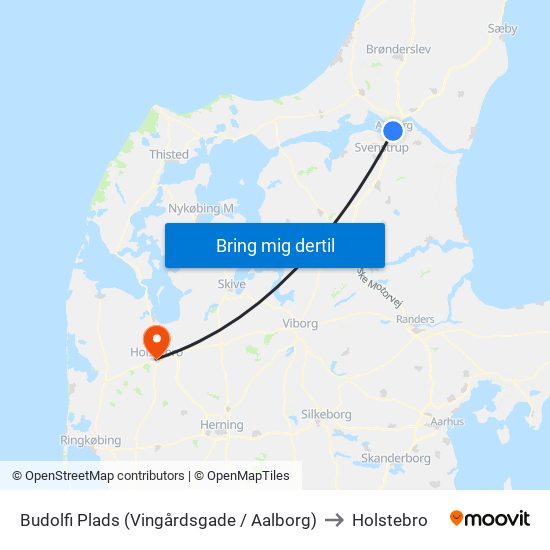 Budolfi Plads (Vingårdsgade / Aalborg) to Holstebro map