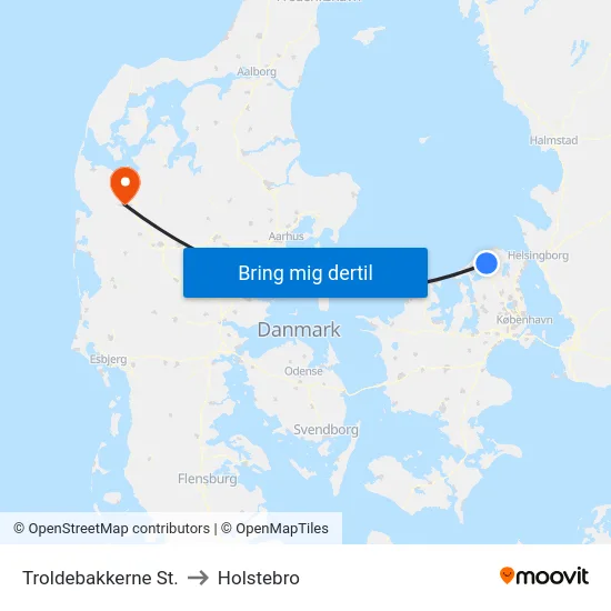Troldebakkerne St. to Holstebro map