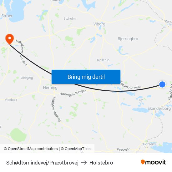 Schødtsmindevej/Præstbrovej to Holstebro map